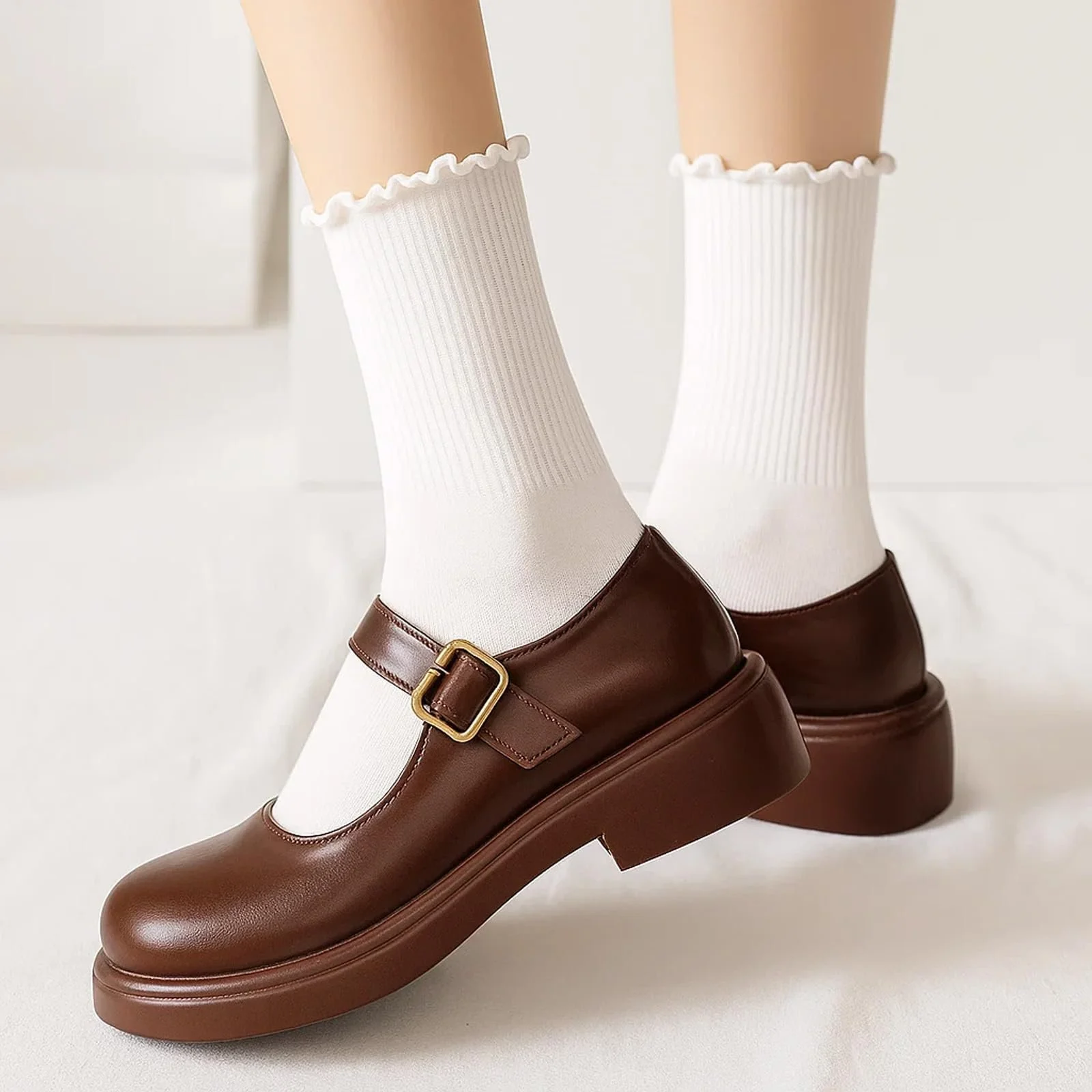 Носки с рюшами для женщин, девочек, 10 пар, хлопковые вязаные носки с оборками, размер 35-41, фото №7