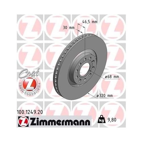 Тормозной диск ZIMMERMANN COAT Z 100.3310.20 задняя ось, фото №5