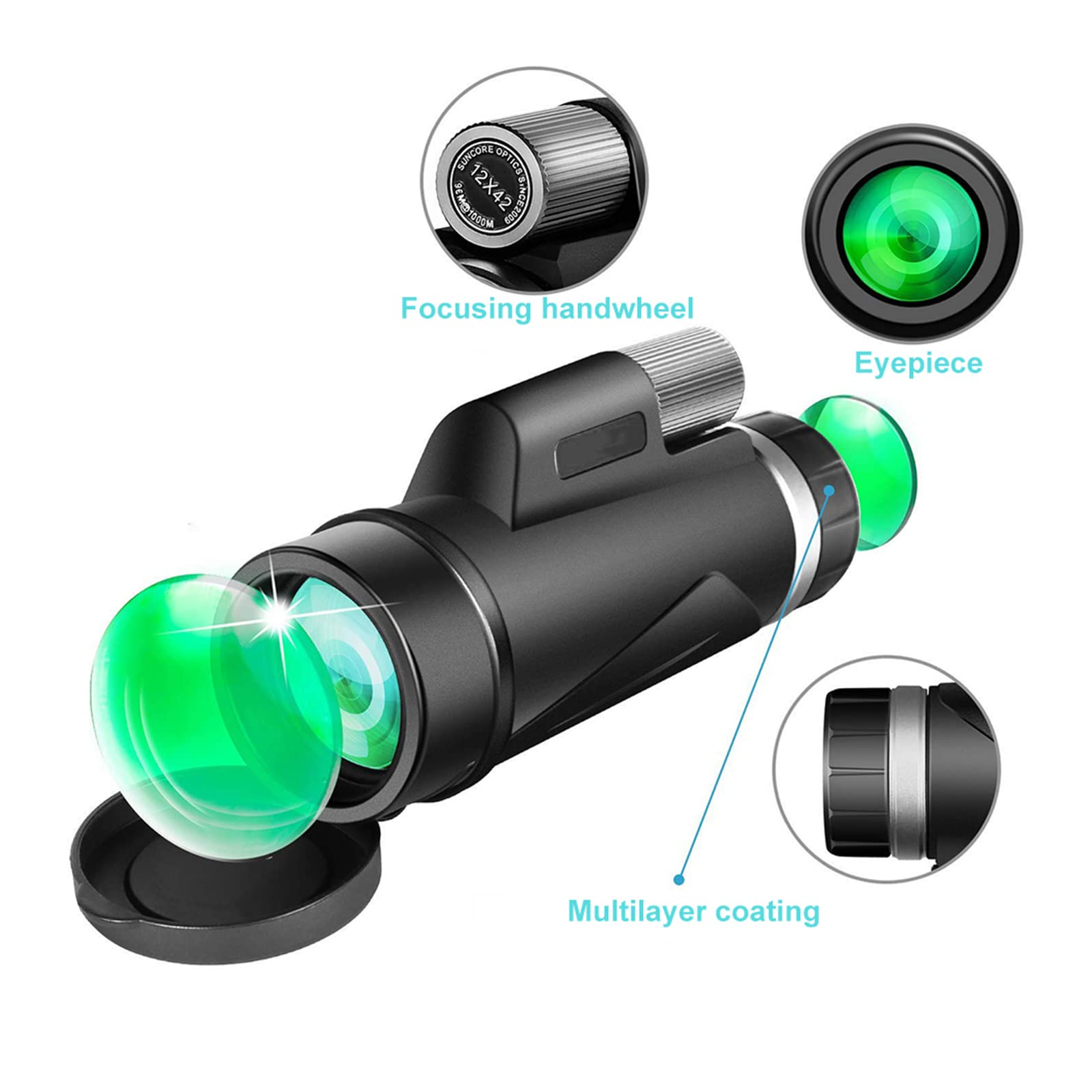 Монокуляр DERBUT 12x50 черный, фото №6
