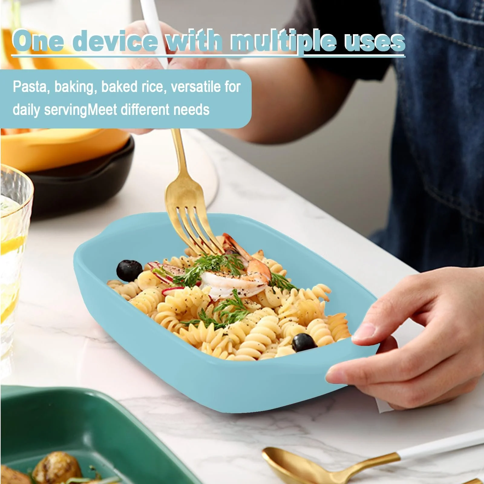 Набор керамических форм для лазаньи 2 шт. прямоугольные с ручками 23,5 x 13,5 см, фото №5