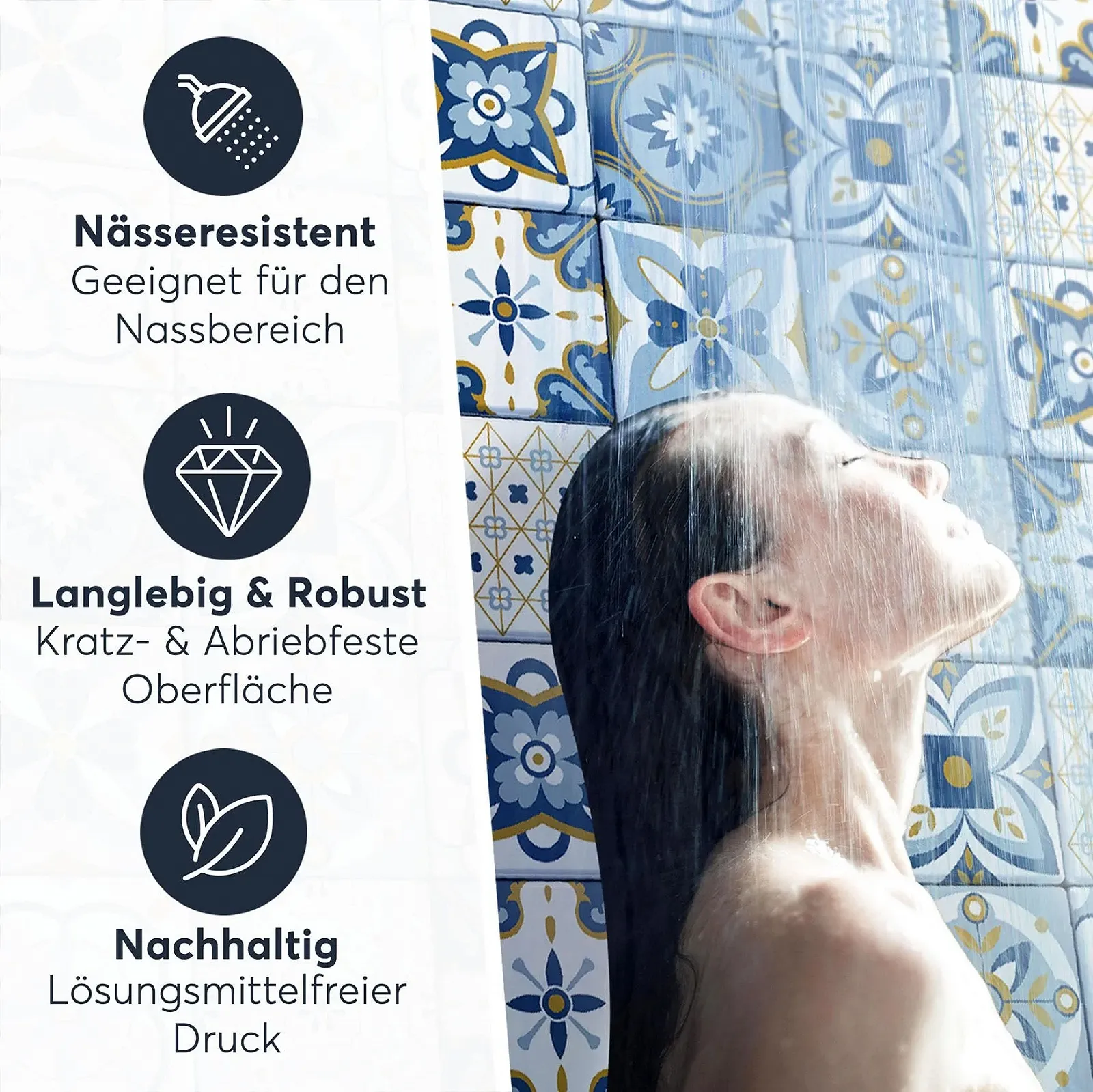 Наклейка на плитку creatisto Візерунчастий бірюзовий орнамент 9 шт 20 x 20 cm Самоклеюча, фото №5