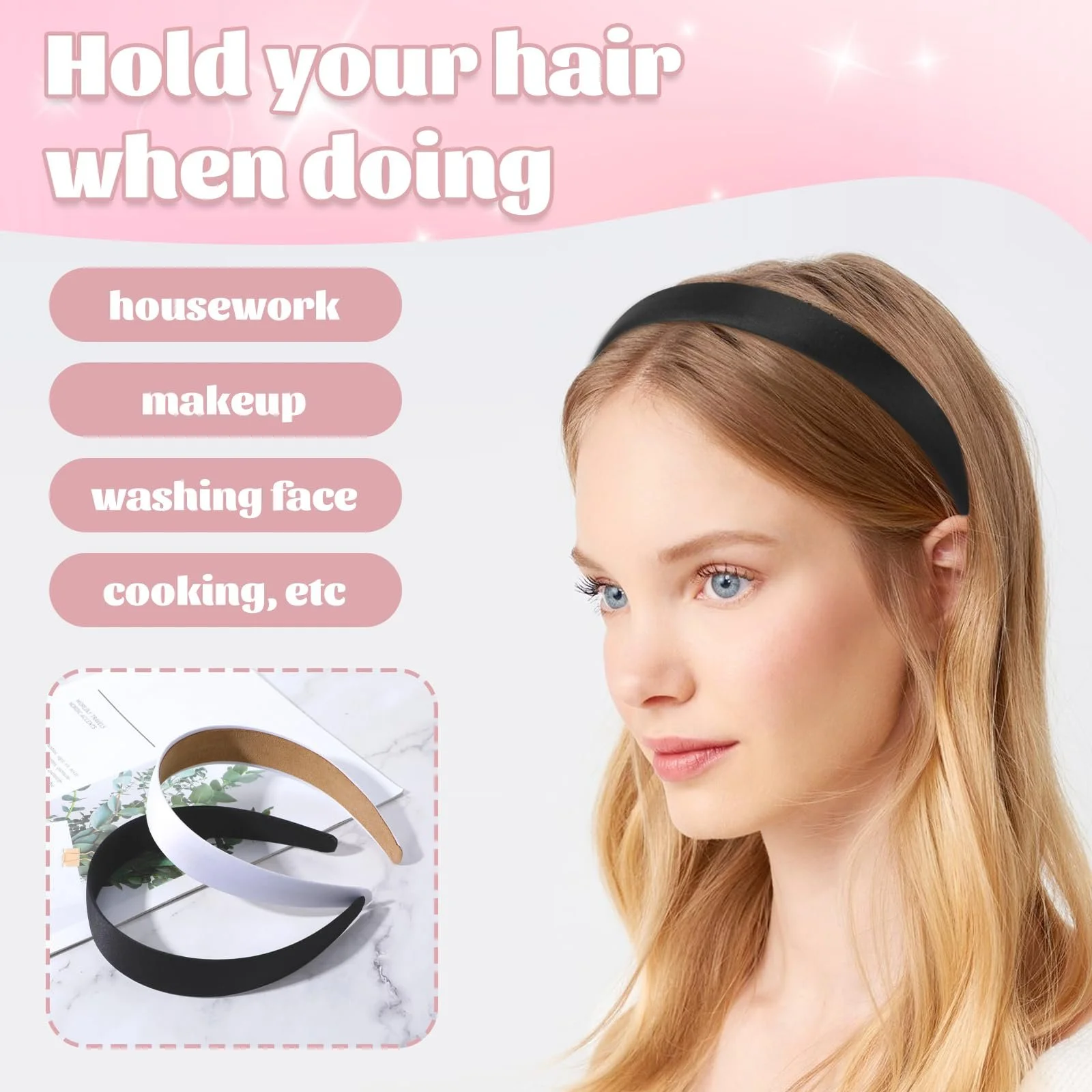 Набір обручів 2 шт. Однотонний атласний, фото №2