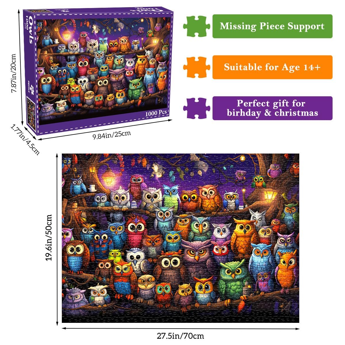 Пазл HUADADA Owl Family 1000 елементів, фото №4 Пазл HUADADA Owl Family 1000 елементів, фото №4