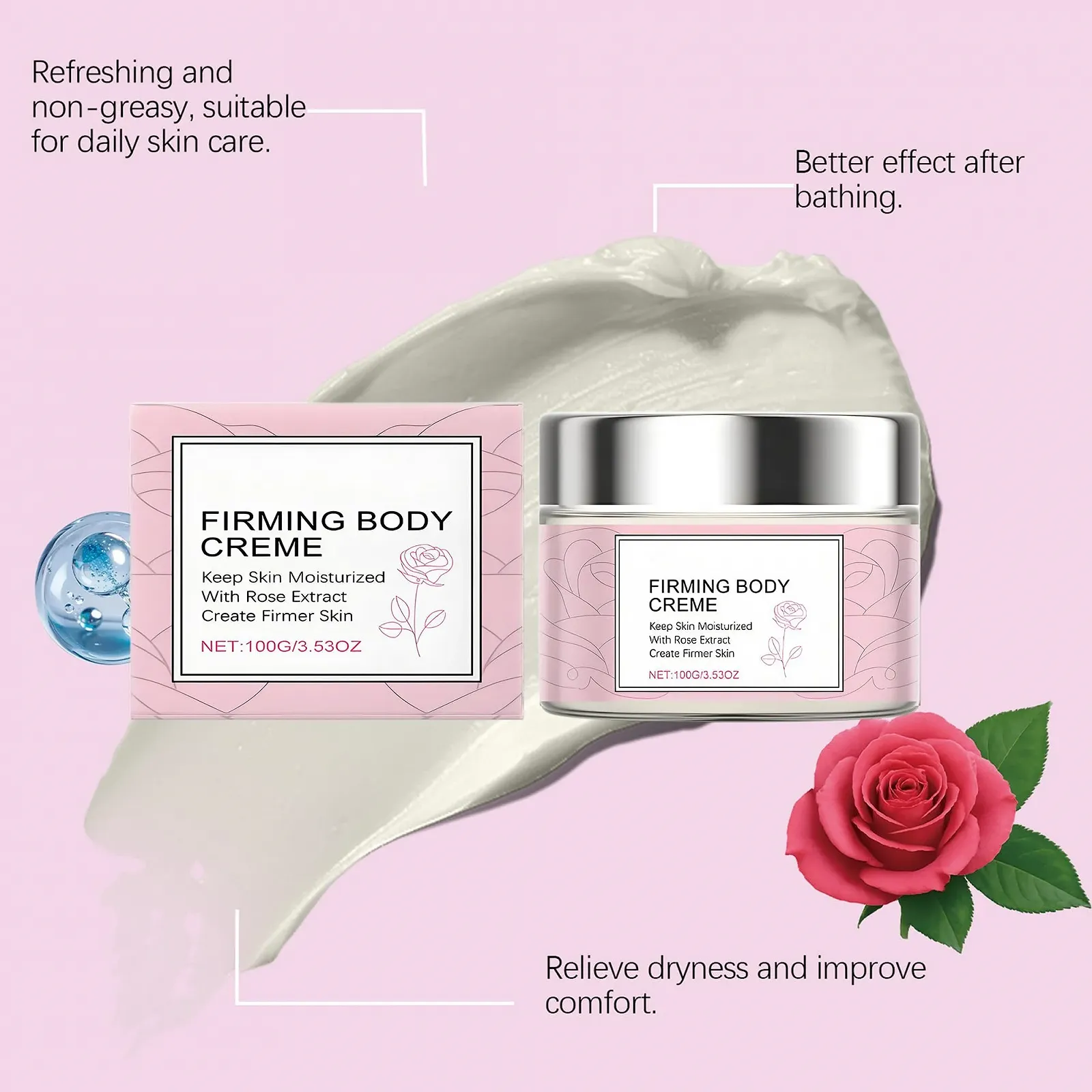 Крем для тела Lift Укрепляющий для тела, Свежий аромат, Глубокое увлажнение и разглаживание, Увлажняет (Розовый), фото №5