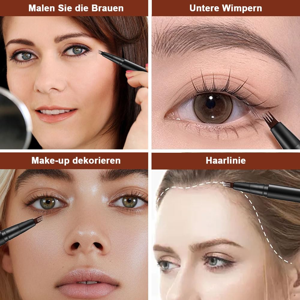 Олівець для брів 3D Водостійкий 4-зубчастий Кінчик Коричневий, фото №5