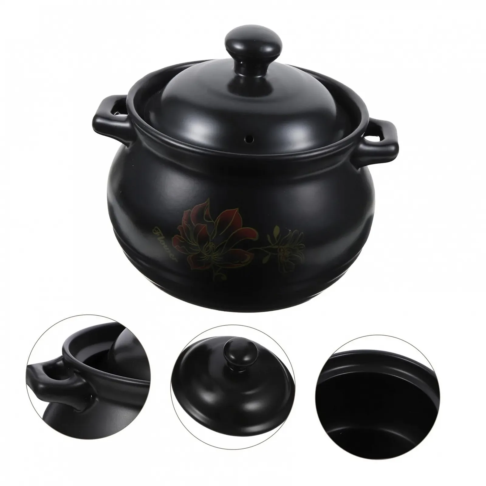 Кастрюля Керамическая с крышкой 2 л Черная, фото №8 Кастрюля Керамическая с крышкой 2 л Черная, фото №8