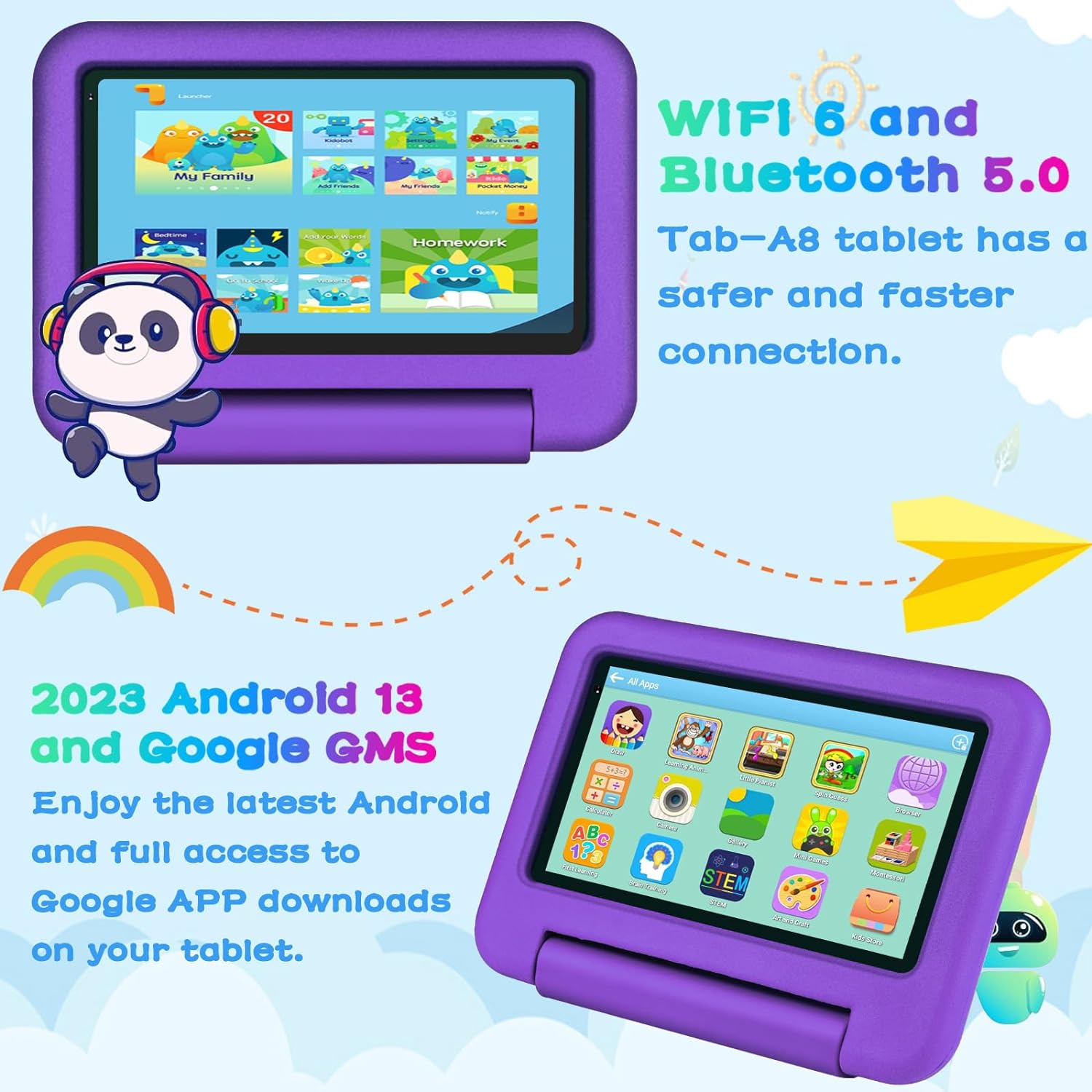 Планшет 7" Oangcc TAB A8 4+3/64Gb 4 ядра Android 13 Фиолетовый, фото №3