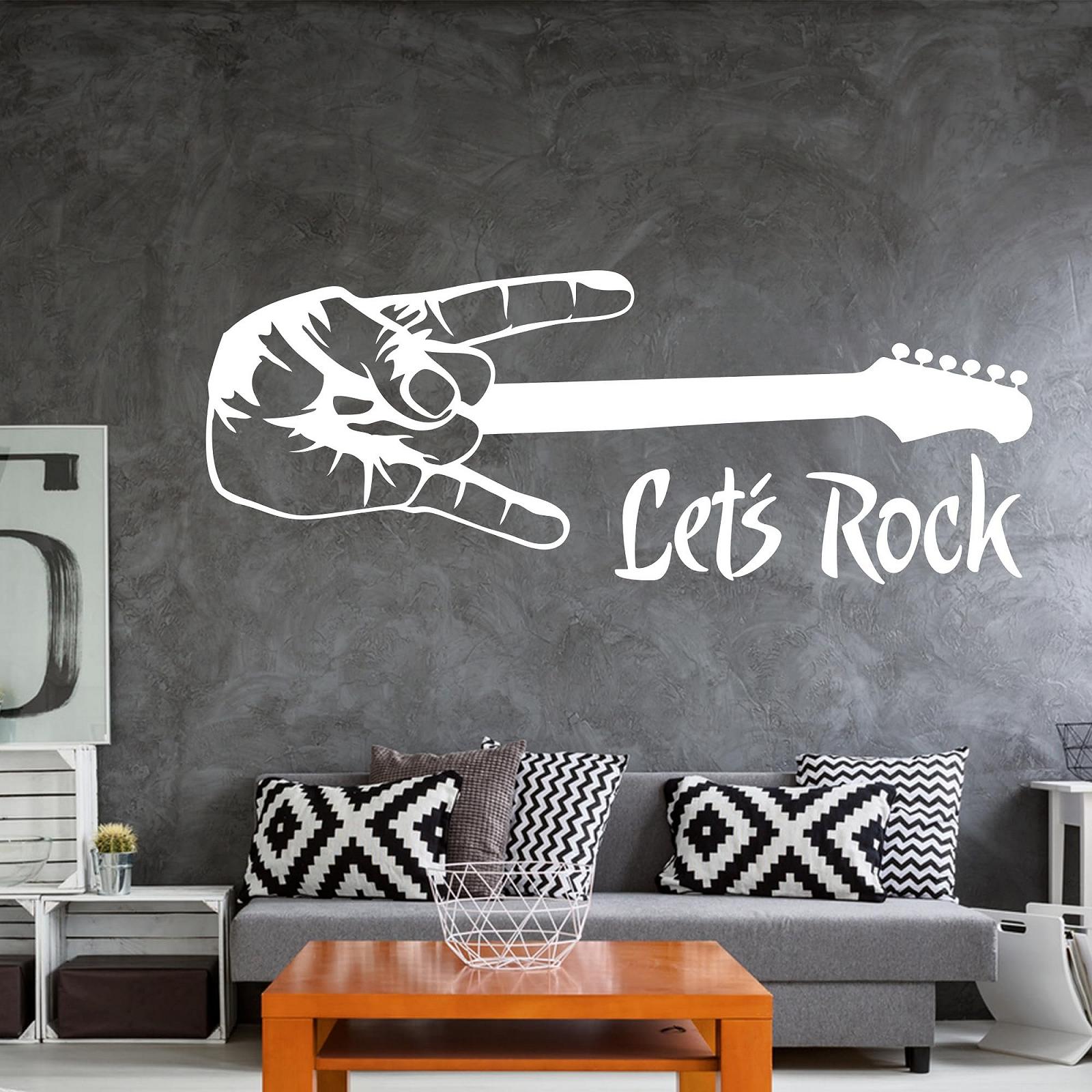 Наклейка на стіну GRAZDesign 070 Music Quote Let's Rock with Guitar Youth 105 x 40 см Black, фото №3 Наклейка на стіну GRAZDesign 070 Music Quote Let's Rock with Guitar Youth 105 x 40 см Black, фото №3