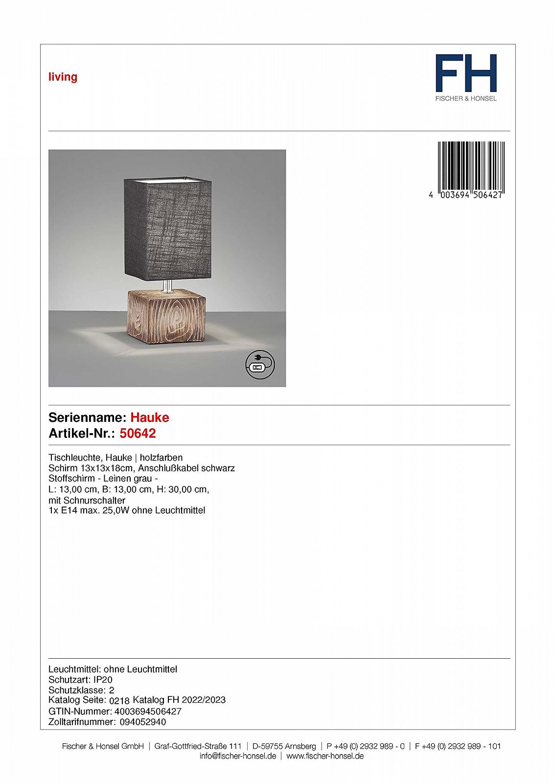 Настільна лампа Fischer & Honsel Hauke 50642 E14 сірий, фото №4