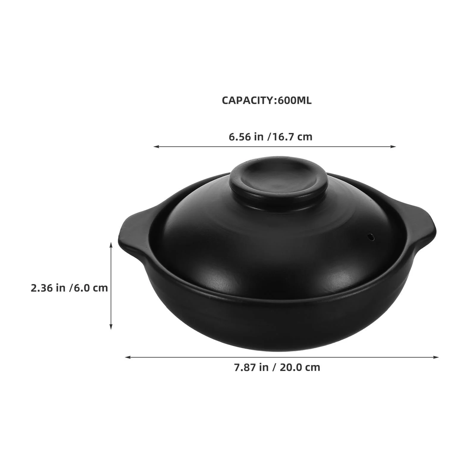 Горщик для запікання Healifty глиняний теракотовий з кришкою термостійкий 600 мл, фото №4