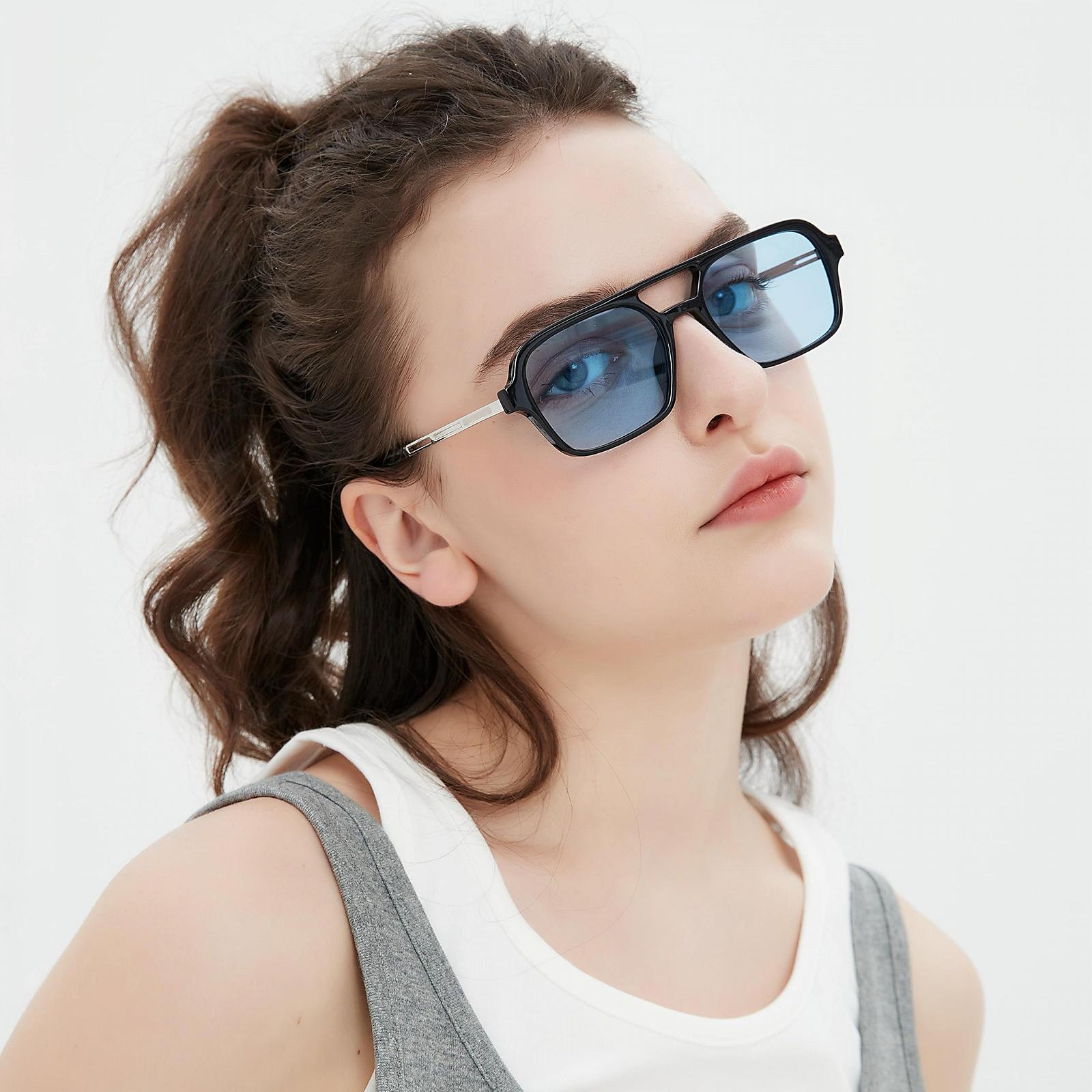 Вінтажні сонцезахисні окуляри для чоловіків та жінок QVKUUT з подвійним мостом та захистом від ультрафіолету, фото №7