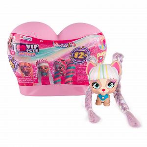 Фігурка VIP PETS Mini Fans Колекційна Собачка-сюрприз з дуже довгим блискучим волоссям і гребінцем, Чарівна веселка у воді при розпакуванні, Модель ляльки випадкова - Фото 1