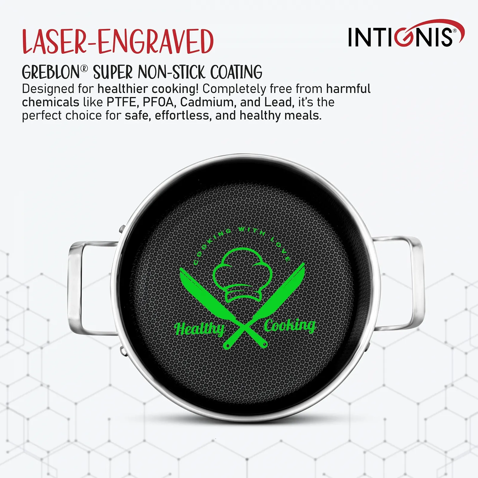 Каструля-кесероль Edelstahl 5 л 24 см з нержавіючої сталі з кришкою антипригарна, фото №3