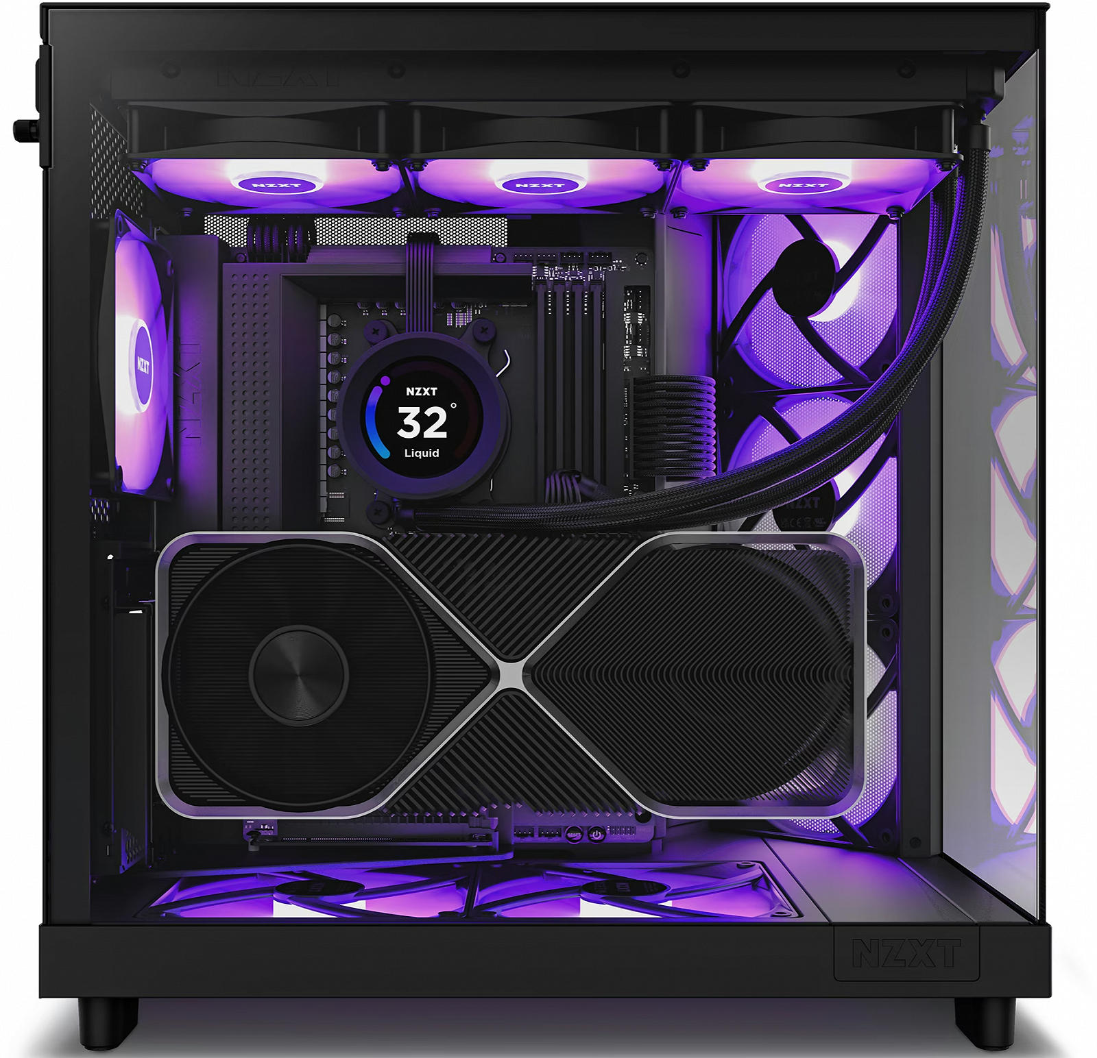 Корпус NZXT H6 Flow RGB (CC-H61FB-R1) / Mid-Tower / ATX, Micro-ATX, Mini-ITX / 3x120mm ARGB / 1xUSB Type-C / Без БЖ / Чорний, фото №11 Корпус NZXT H6 Flow RGB (CC-H61FB-R1) / Mid-Tower / ATX, Micro-ATX, Mini-ITX / 3x120mm ARGB / 1xUSB Type-C / Без БЖ / Чорний, фото №11