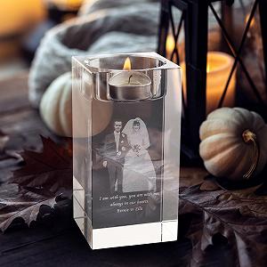 Подсвечник Crystal 3D Photo Индивидуальная гравировка 3D изображение с фото и текстом synthetic.ua - Фото 1