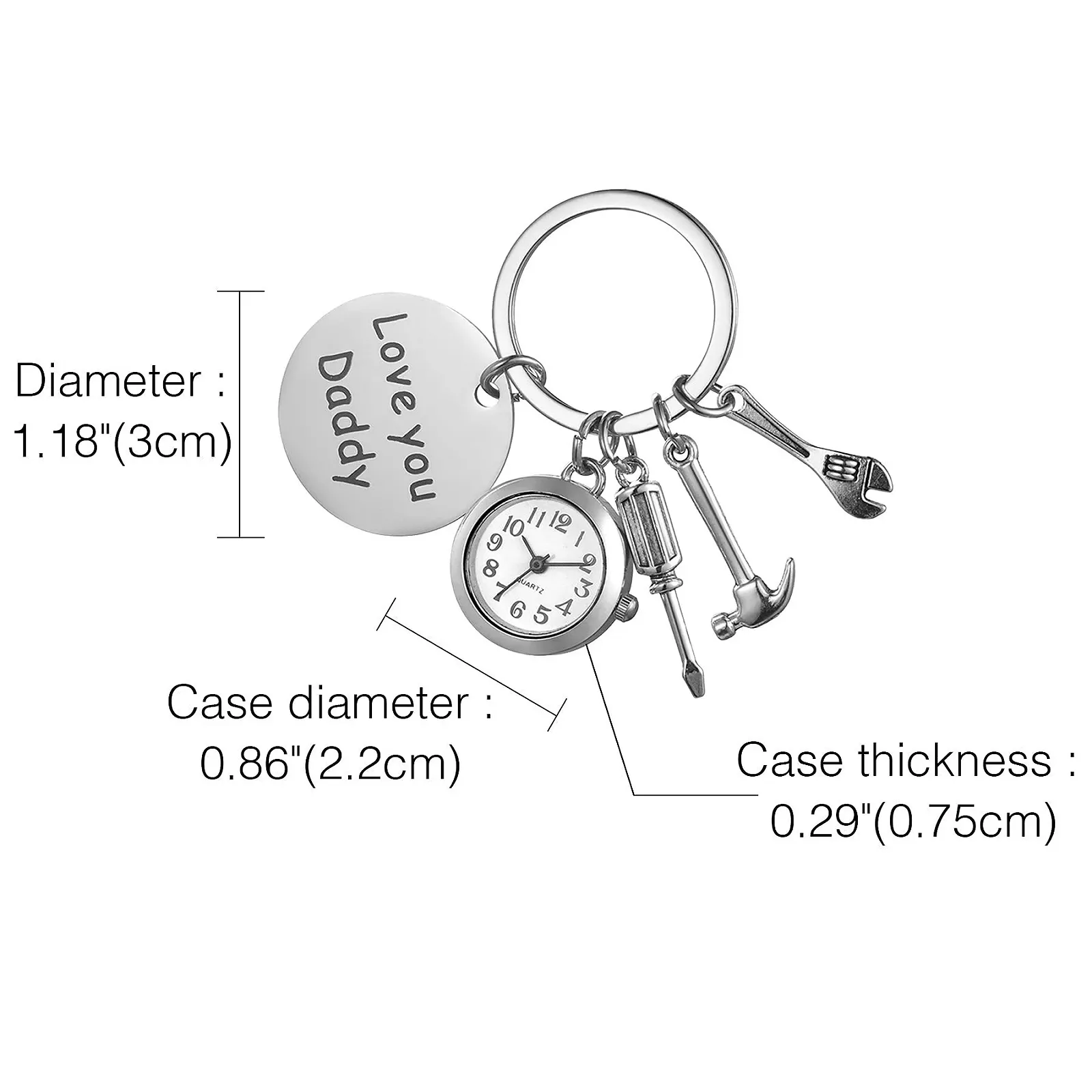 Кишеньковий годинник JewelryWe Чоловічий Брелок з гравіюванням 'Love You Daddy', фото №5