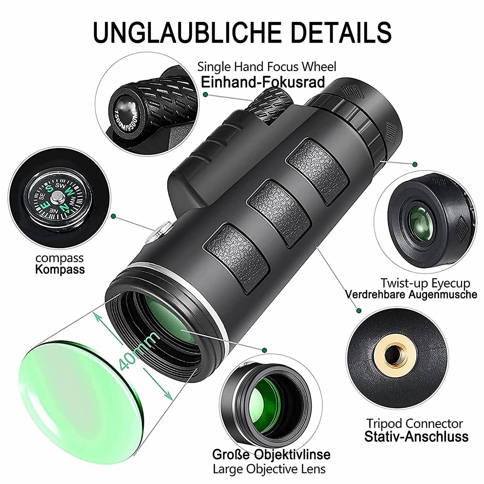 Монокулярний телескоп HD Prism BAK-4 800X120 Водонепроникний з адаптером для телефону зі штативом, фото №3