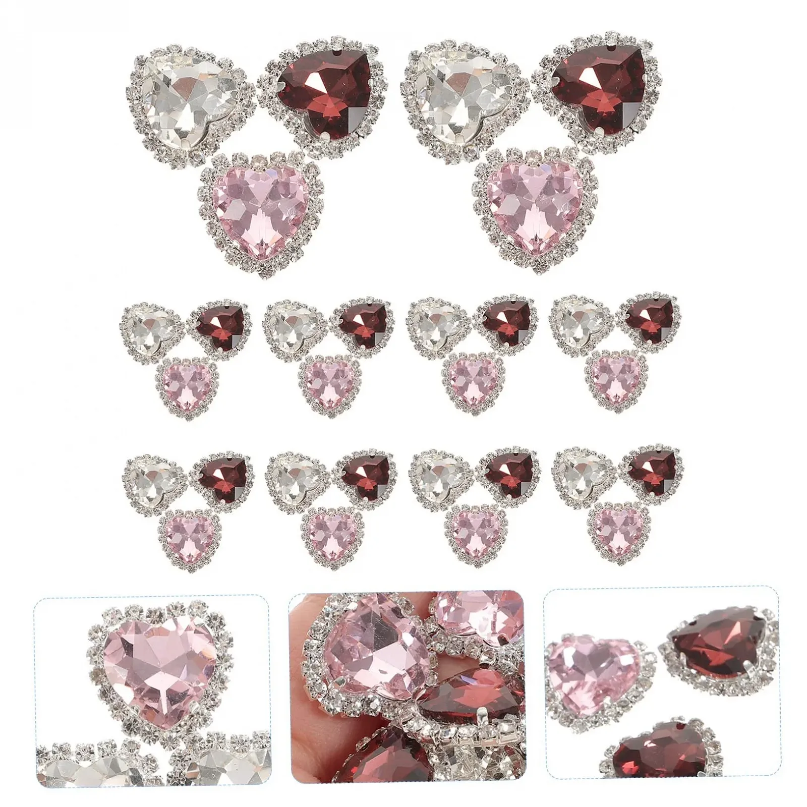 Стрази Серце OUNONA Прозорий, 30 шт, фото №7