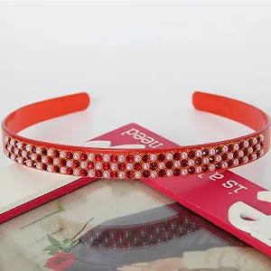 Обруч на Голову со Стразами Жемчугом и Цветами Boho Красный synthetic.ua - Фото 1