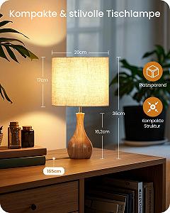 Настільні лампи ZME09TLDP205 Набір 2 шт. Дерево E27 2700K Бежеві 36 см synthetic.ua - Фото 1