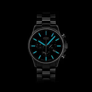 Мужские часы-хронограф Audi collection титан, люминесцентные стрелки и индексы, с логотипом rings, серебристый/черный synthetic.ua - Фото 1