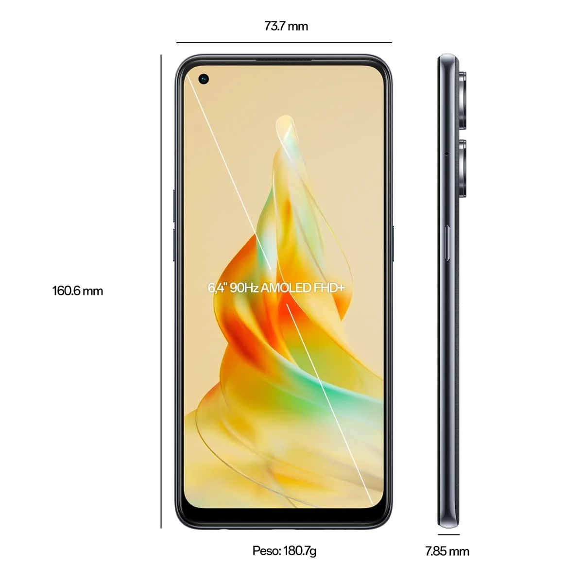 Смартфон Oppo Reno 8T 8GB+128GB 100MP+2MP 5000mAh 33W Black, фото №2