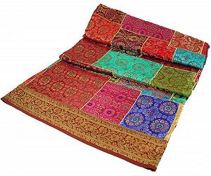 Килим-плед Східний клаптиковий парчевий Guru-Shop Multicoloured, віскоза, 270x220x0,5 см synthetic.ua - Фото 1