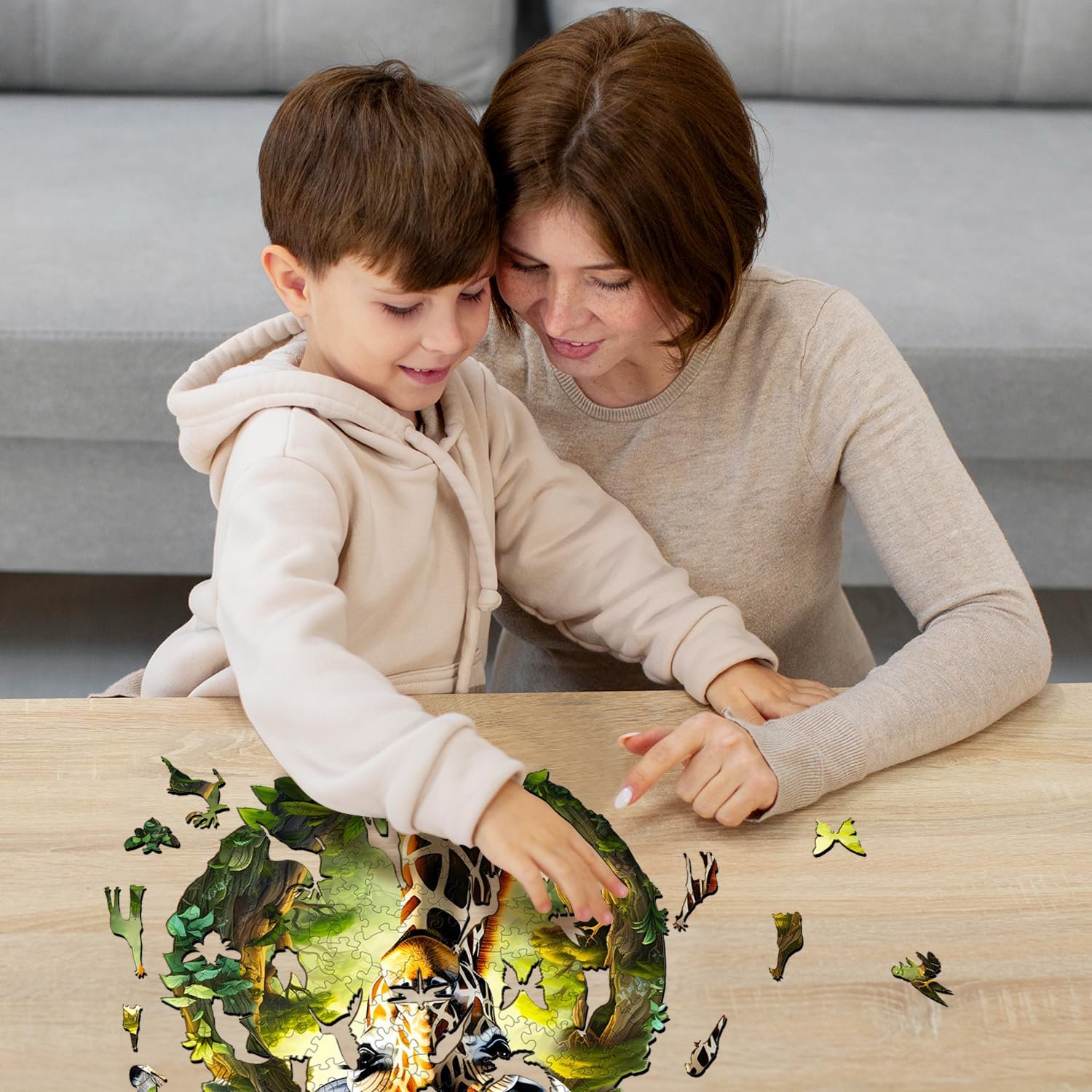 Деревянный пазл Jigfoxy Жираф L 34 x 31,4 см 260 элементов, фото №2