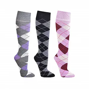 Гольфы до колена ch-home-design Computer 'Check' для подростков и женщин (35-38, Черный/Розовый/Фиолетовый), Черно-розово-фиолетовый - Фото 1