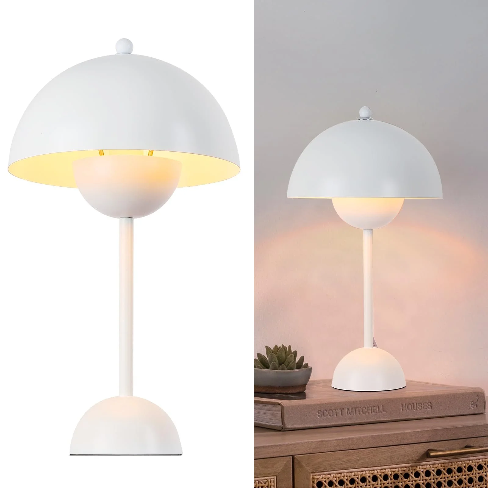 Настільна лампа Alpinaluz Біла Сталева Скандинавський ретро-дизайн Подвійний купол E27, фото №1