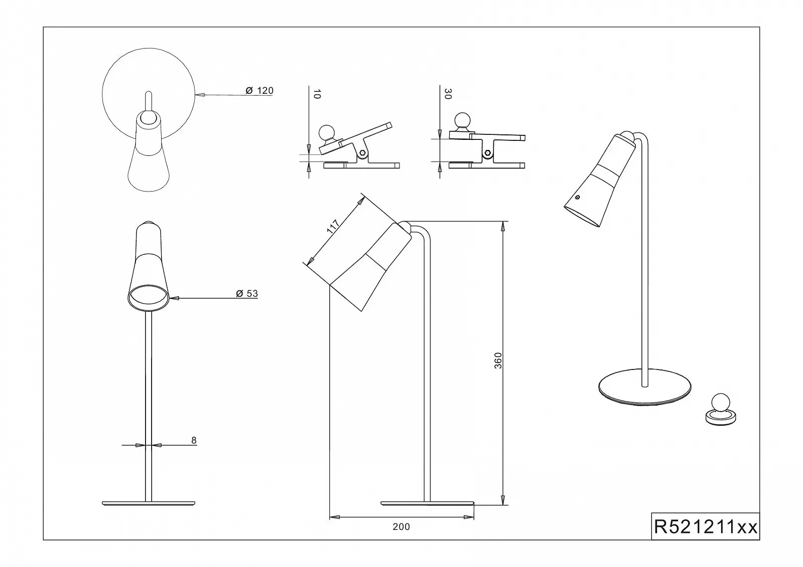 Настільна лампа Reality Leuchten Maxi R52121132 LED Акумуляторна Металева з димером 2 Вт Матова чорна, фото №5
