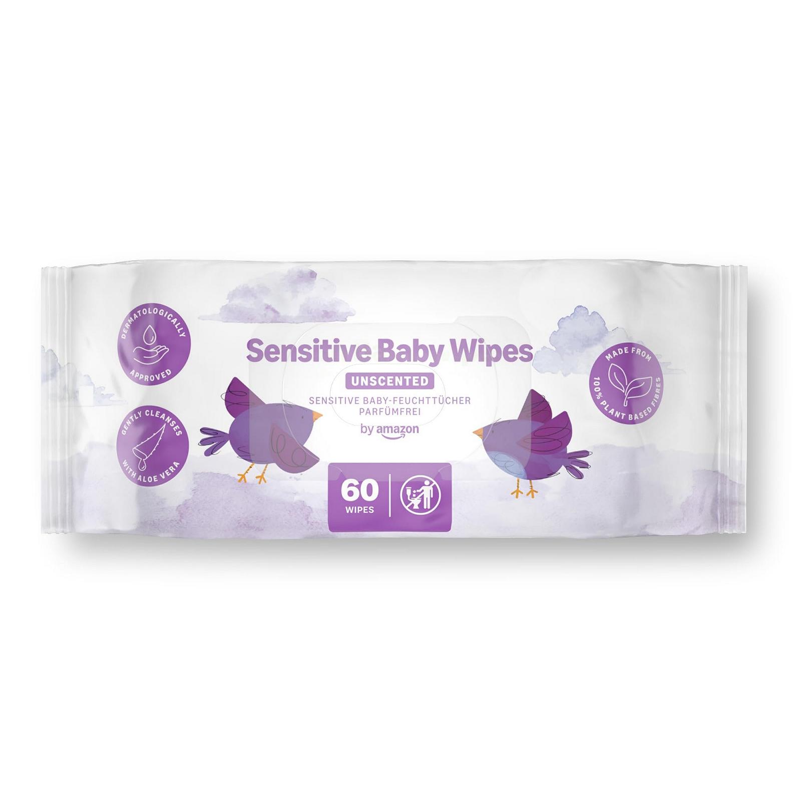 Детские салфетки by Amazon Sensitive, 360 штук, упаковка из 6 (6 x 60 штук), фото №2