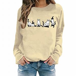 Свободный Женский Свитшот Lässiges Katzen-Sweatshirt - Фото 1