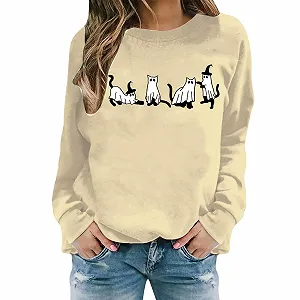 Свободный Женский Свитшот Lässiges Katzen-Sweatshirt - Фото 1