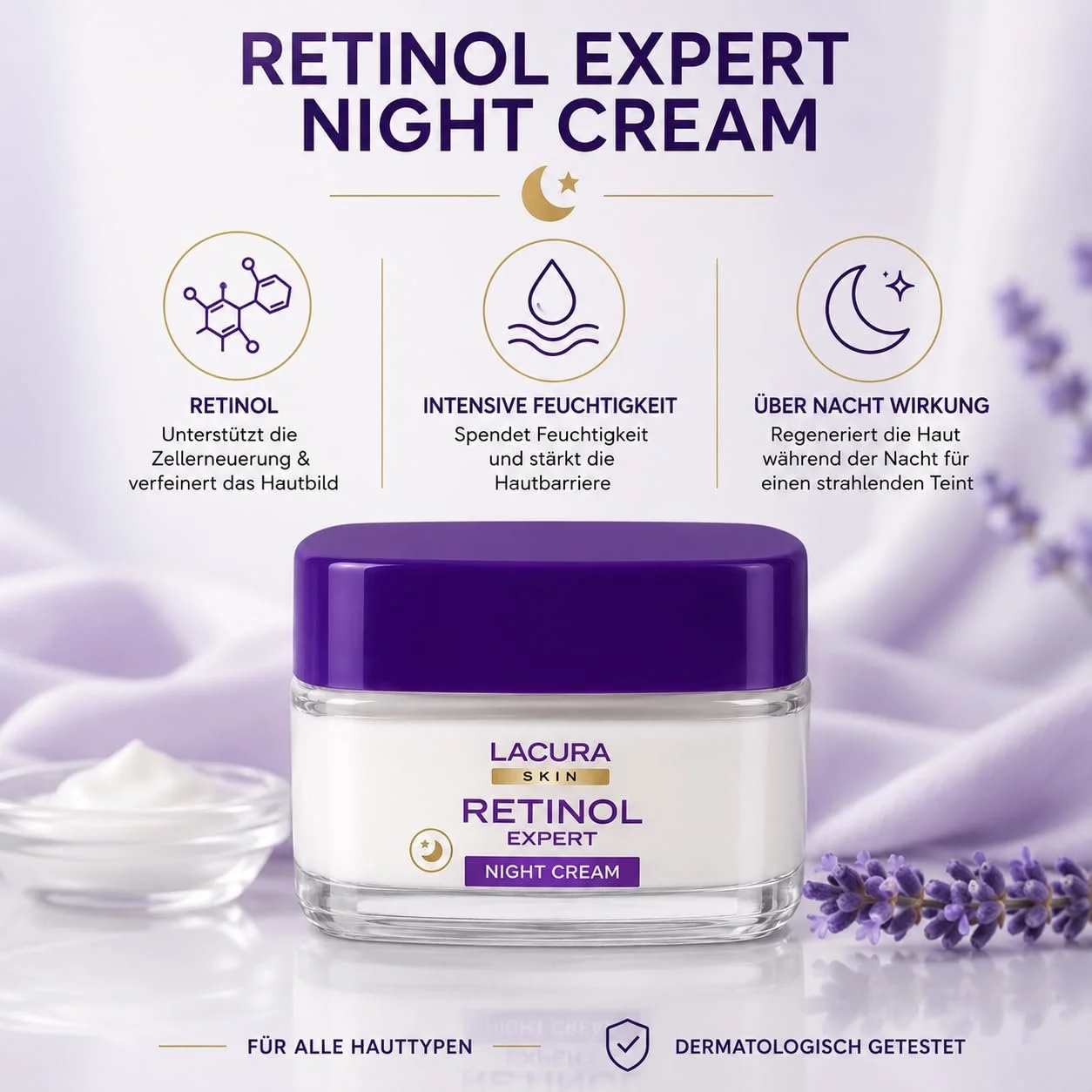 Нічний крем Lacura Skin Retinol Expert для всіх типів шкіри, фото №3