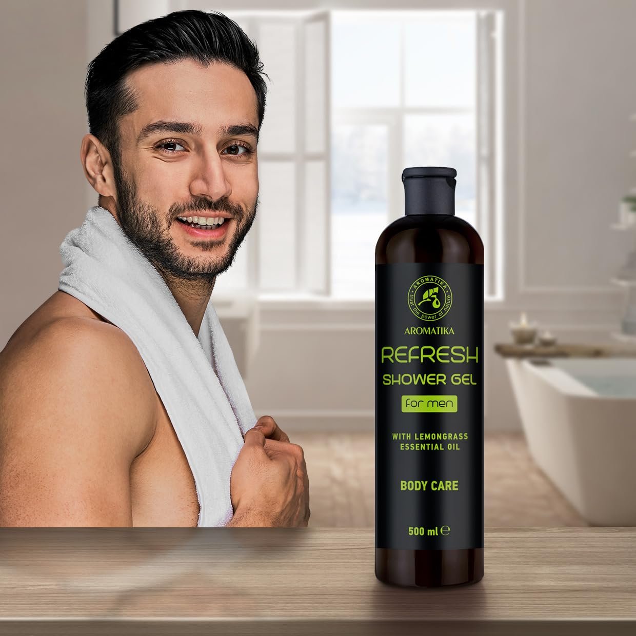 Гель для душа Refreshing с эфирным маслом лемонграсса мужской 500 мл, фото №5