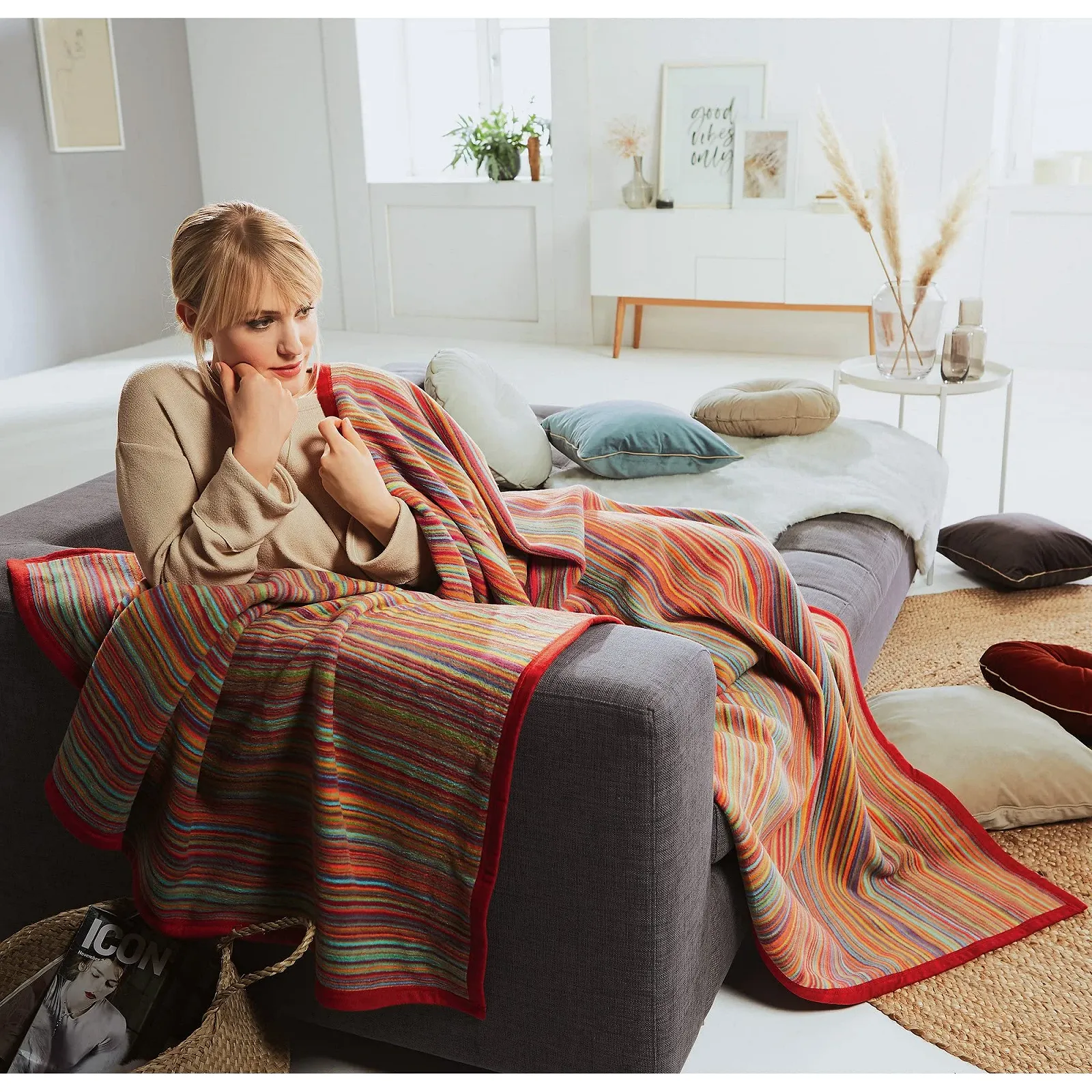 Покривало Erwin M	ller Pescara Бавовняна суміш 150 x 230 см Червоний, фото №7