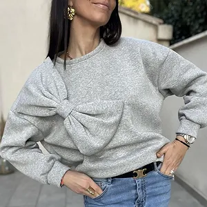 SANSIWU Жіноча Толстовка з великим об'ємним бантом synthetic.ua - Фото 1