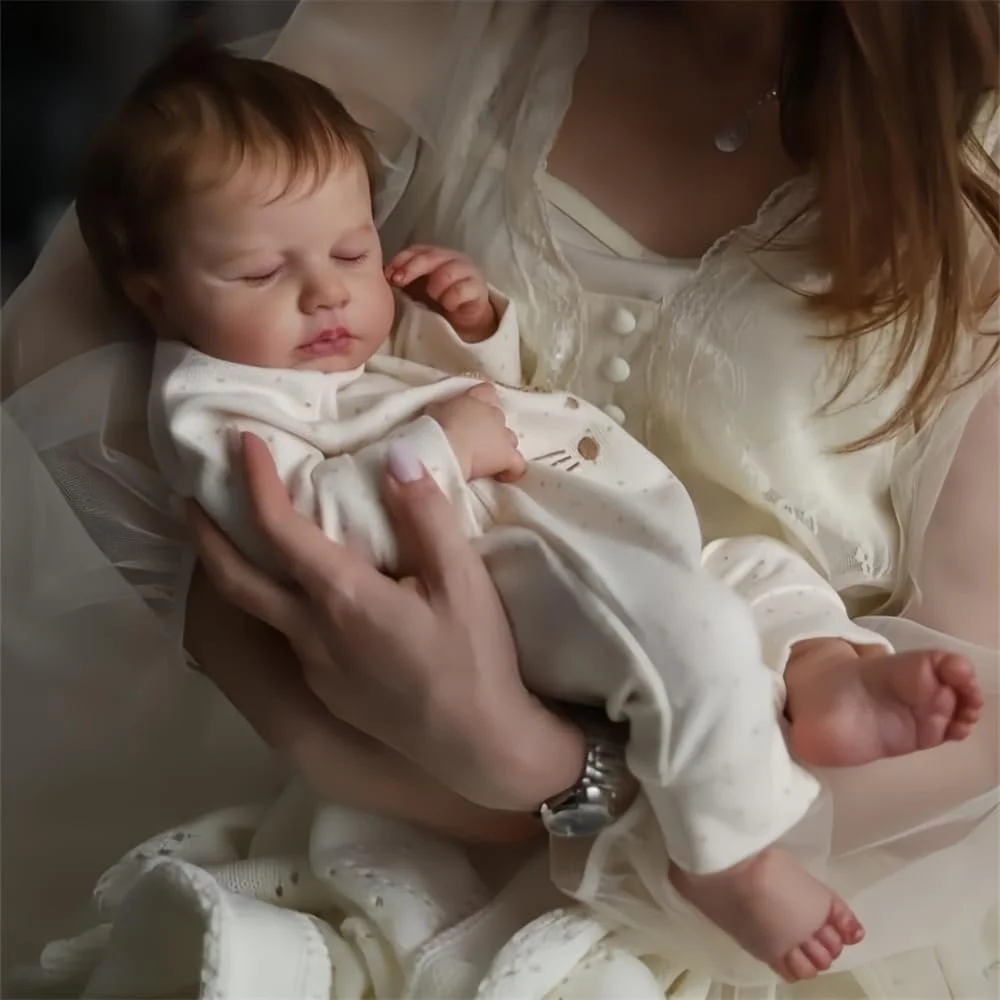 Кукла Реборн BNNPUU 50 см, ручная работа, реалистичная, мягкое тело, закрытые глаза, фото №1