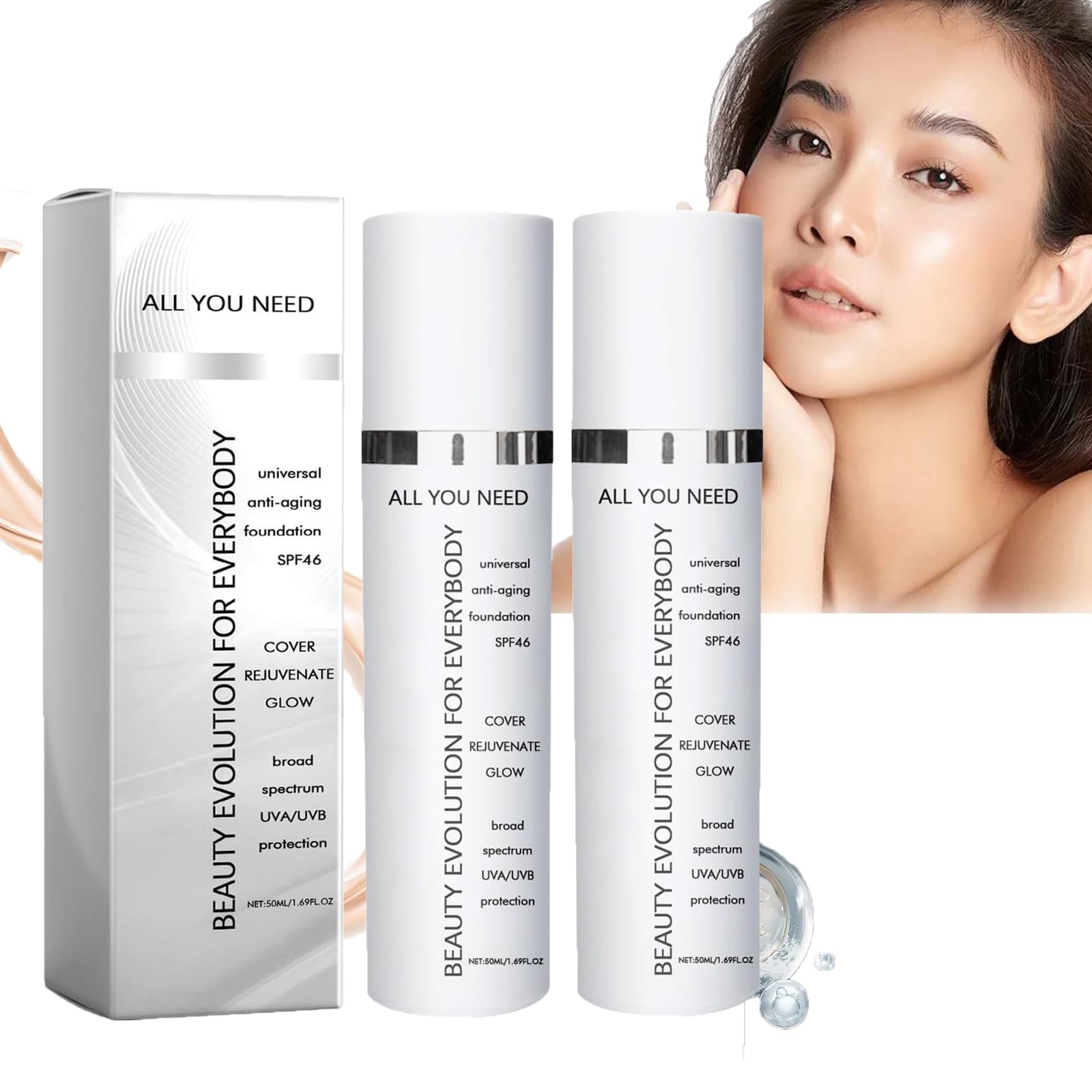 Тональний крем Colour Changing Foundation Водостійкий Консилер Для всіх типів шкіри (2 Штуки, 50 мл), фото №1