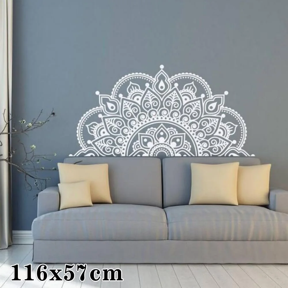 Наклейка на стіну Large Mandala Boho Flower Біла 116 x 57 см, фото №2
