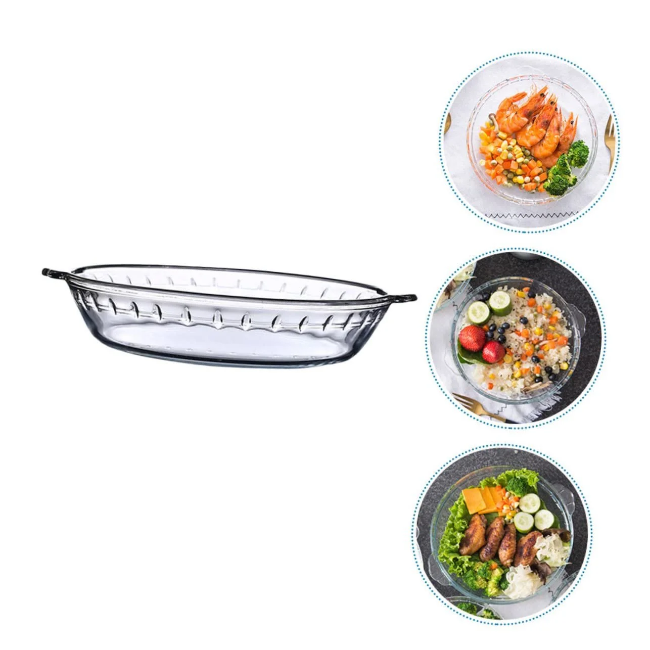 Форма для запекания круглая из упрочненного термостойкого стекла для микроволновой печи, фото №9