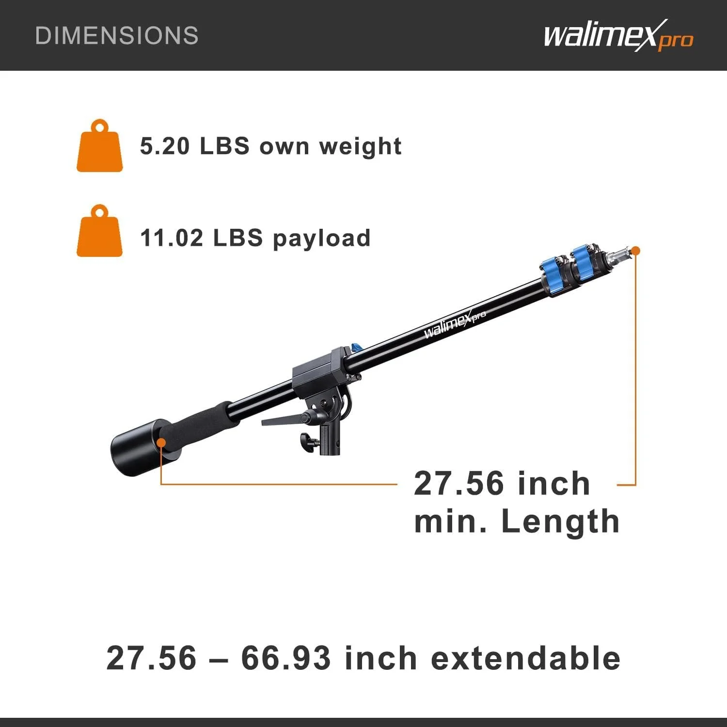 Штанга Walimex Pro з противагою 100-170 см Чорний, фото №4 Штанга Walimex Pro з противагою 100-170 см Чорний, фото №4