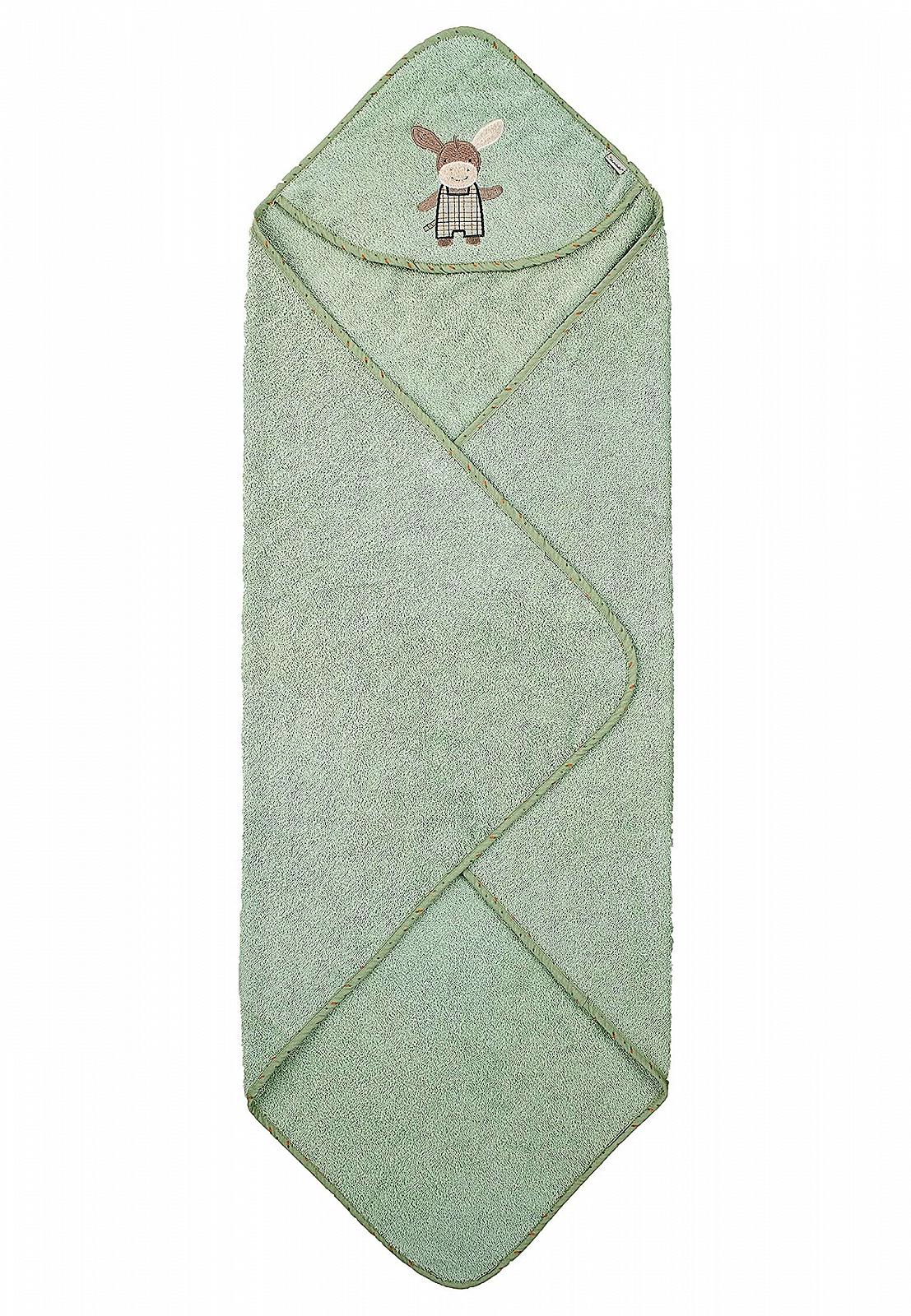 Рушник для ванни з капюшоном Sterntaler Emmilius 100 x 100 см Зелений, фото №3