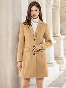 Шерстяное пальто Allegra K на пуговицах с лацканами synthetic.ua - Фото 1