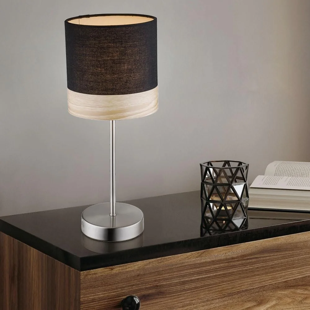 Настольная лампа GLOBO LIGHTING LED Dimmable RGB Remote Control 4 Вт 300 лм 15 x 35 см Матовый никель Текстиль Дерево, фото №4