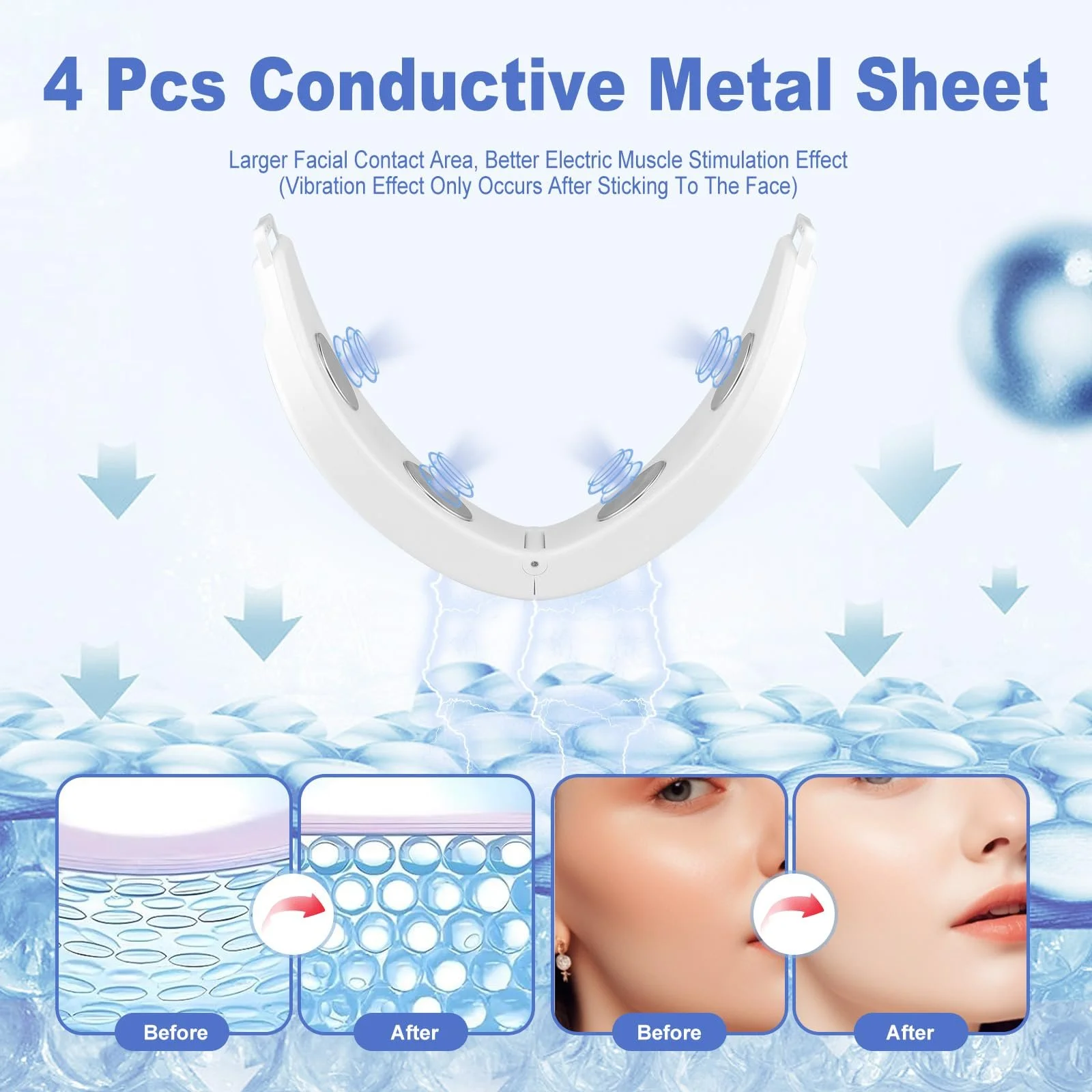 Масажер для корекції V-контуру обличчя EMS 6 режимів 18 рівнів інтенсивності 40°C З пультом ДК Складаний, фото №2