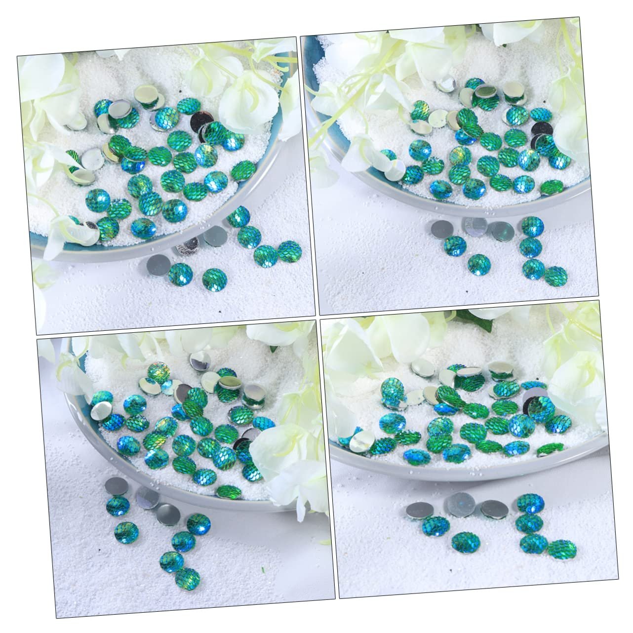 Круглі Діамантові Стрази 50 шт. Смола Зелений Коло, фото №1