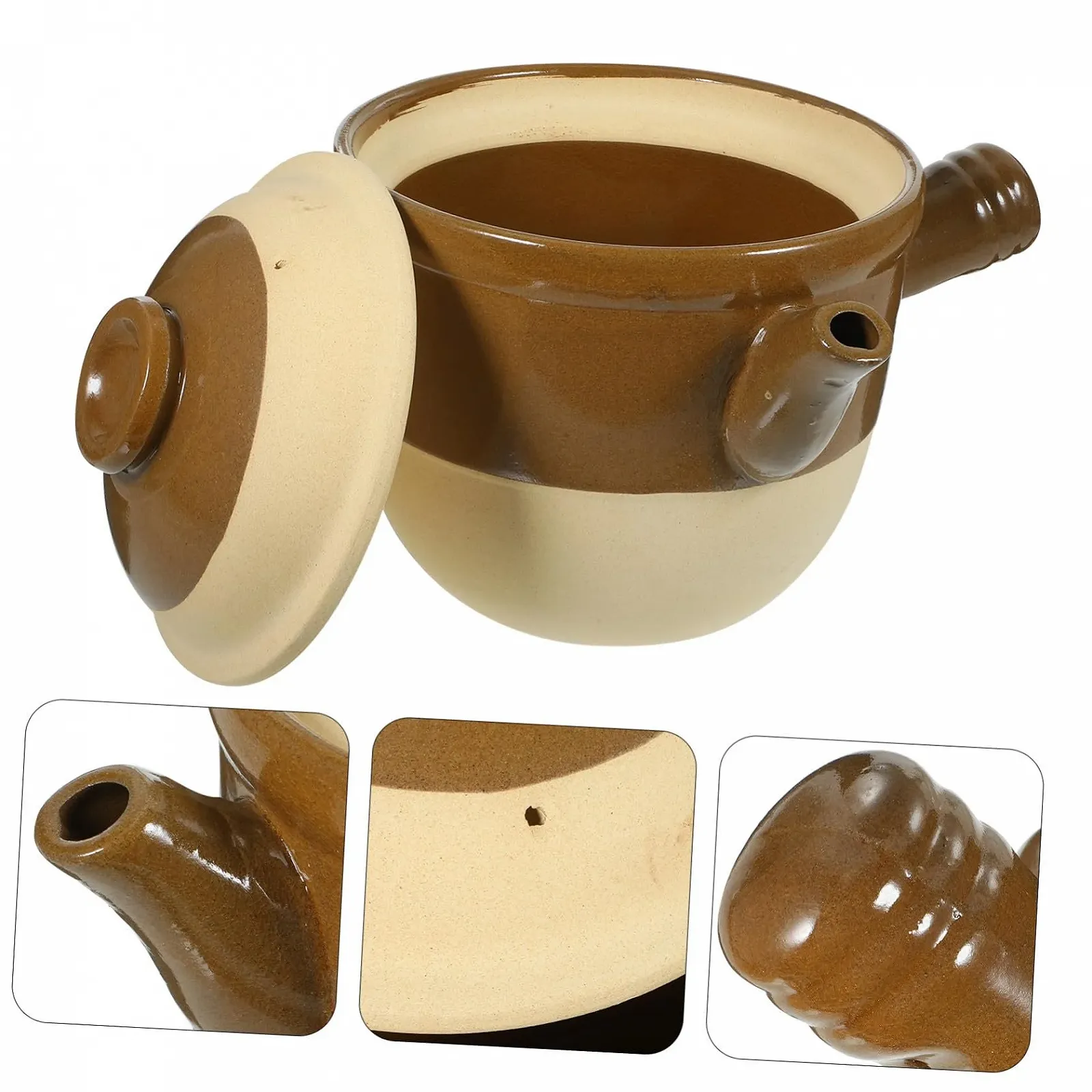 Традиційний китайський глиняний горщик Gatuida з кришкою, термостійкий, для трав та супу, фото №7