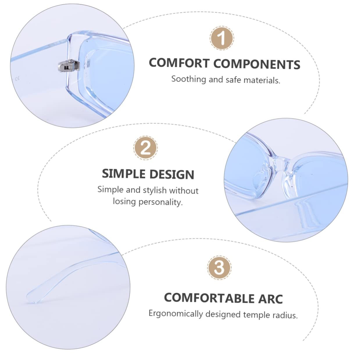 Сонцезахисні окуляри Квадратні Сині (2 шт.), фото №2